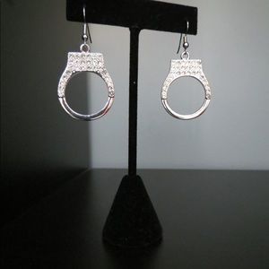 Rhinestone Encrusted Handcuff Earrings